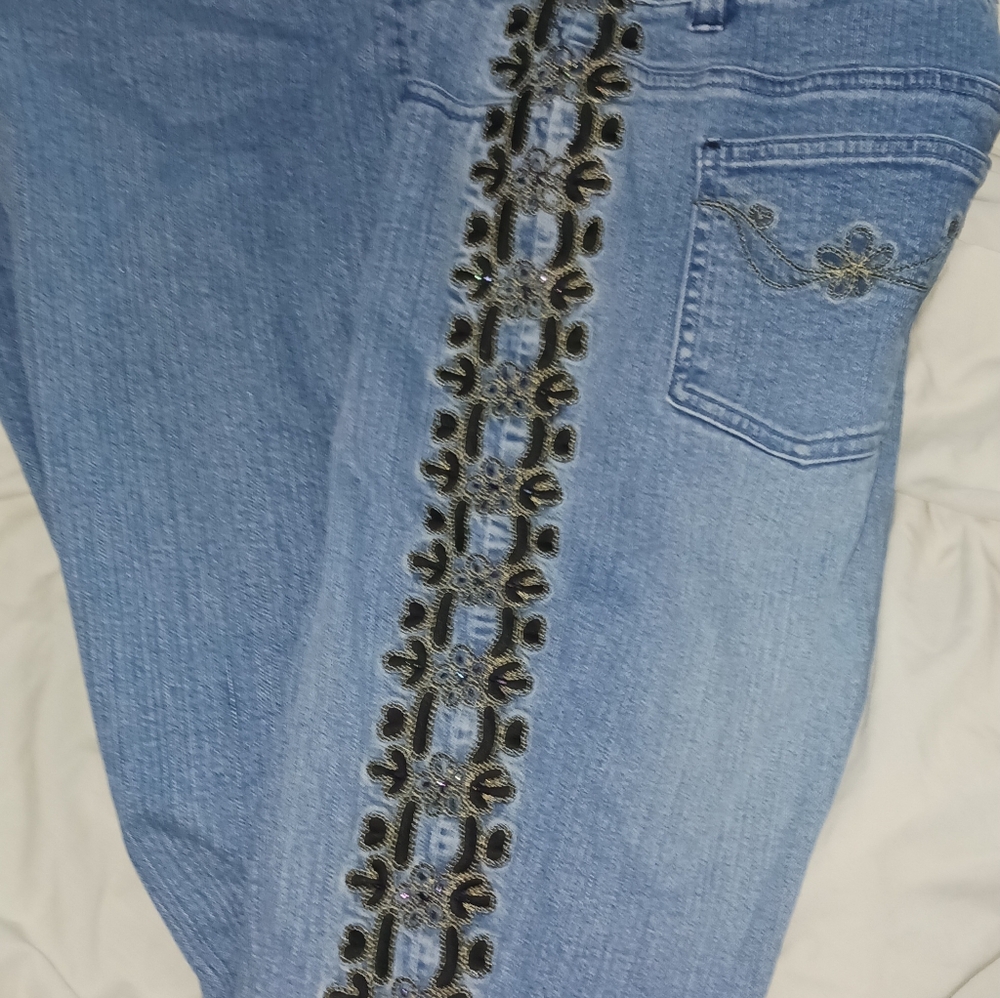 Vintage Telluride Sz 6 Long Jeans Embroidered Sides Western Equine Showy!